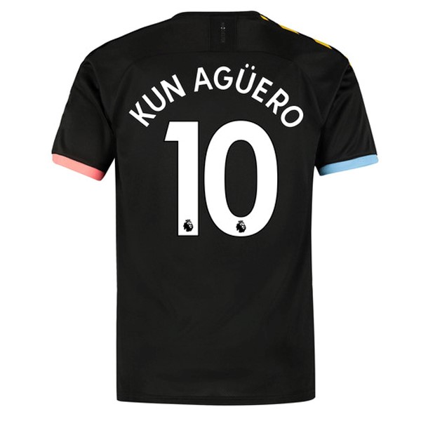 Camiseta Manchester City NO.10 Kun Aguero Segunda equipación 2019-2020 Negro